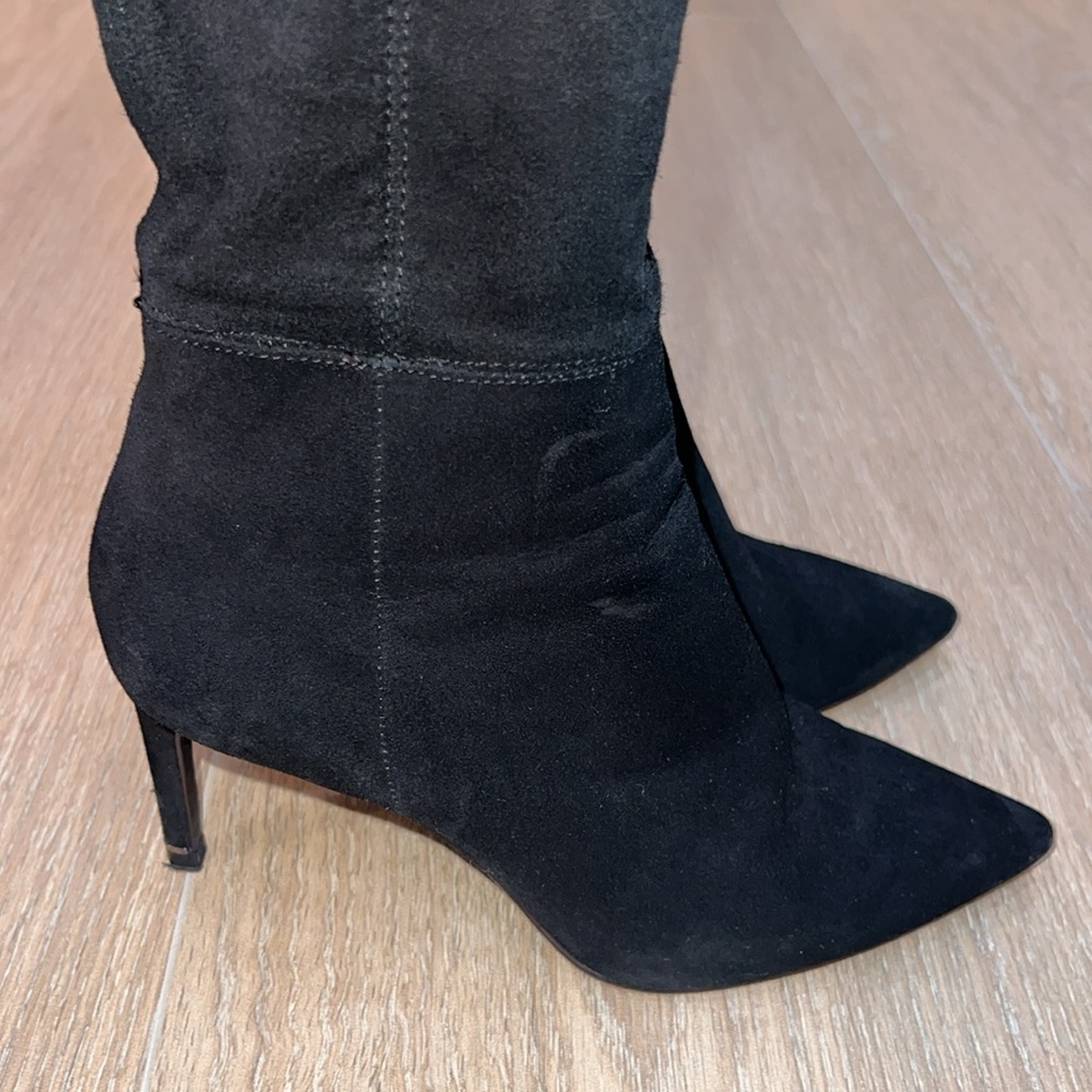 Massimo Dutti black suede over the knee high boot - Picture 12 of 17
